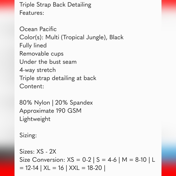 Ocean Pacific Ladies Swimsuit ~ Multi Color ( Tropical Jungle ) - Picture 6 of 6